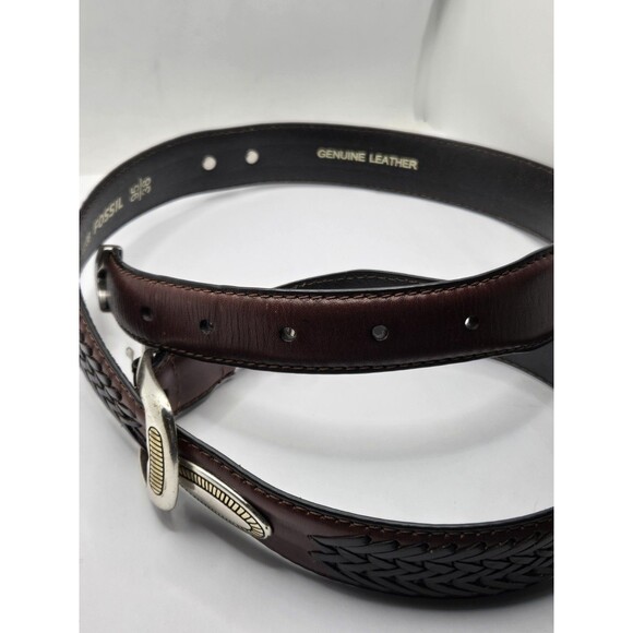 Vintage Fossil Concho Belt Mens Size 95/38 Brown Full Grain Cow Hide Medallion - Picture 3 of 10